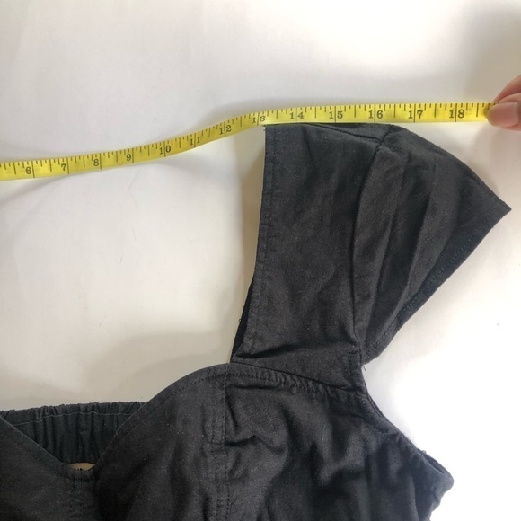 Urban Outfitters Linen Blend Sweetheart Neck Cap Sleeve Cutout Back Dress Sz L - Picture 7 of 14